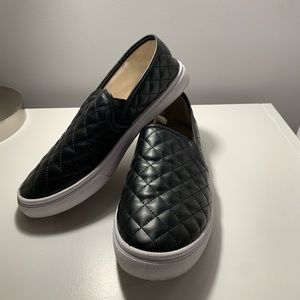 Black Quilted Slip-ons
